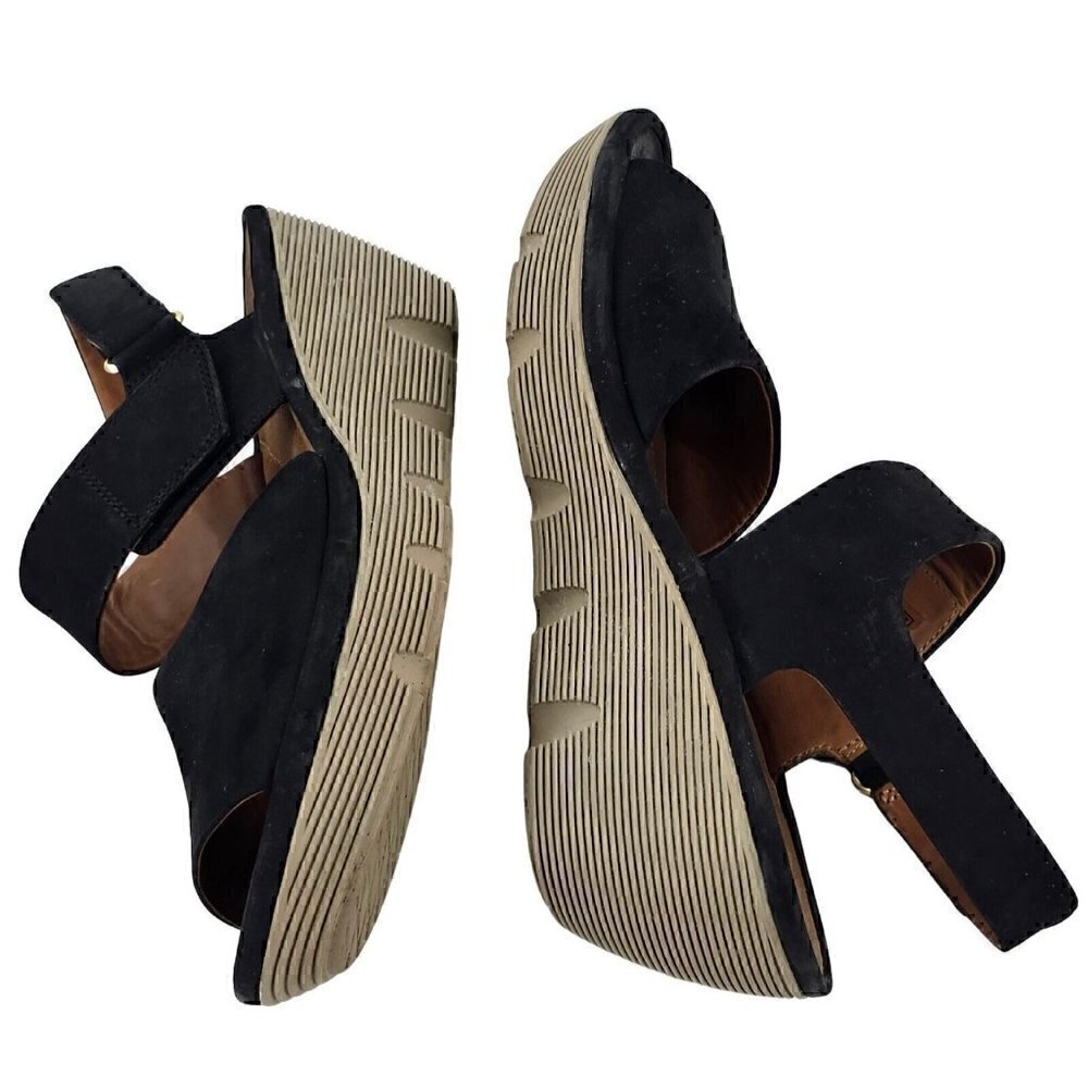 Clarks Black Suede Hook And Loop Open Toe Sling B… - image 4